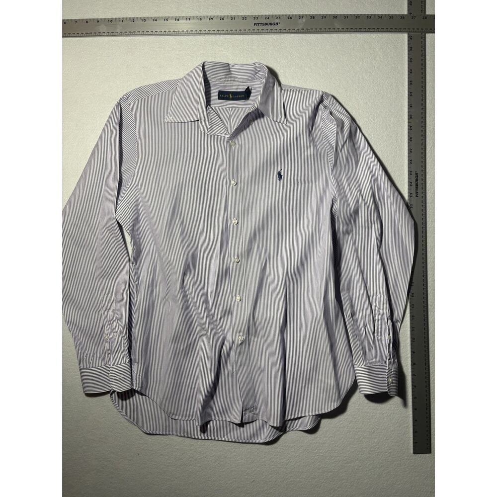 Ralph Lauren Button Down Long Sleeve Men’s Blu & Wht Stripe Size Large 16 1/2 /